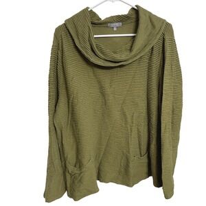 Habitat Green Textured Cotton Cowl Neck Top XL Lagenlook Goblincore Forest Fairy